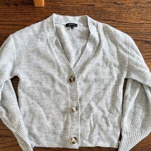 Quince Light Gray Ribbed Cardigan